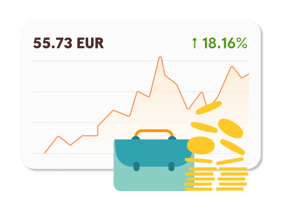 An investment portfolio with an upward trend